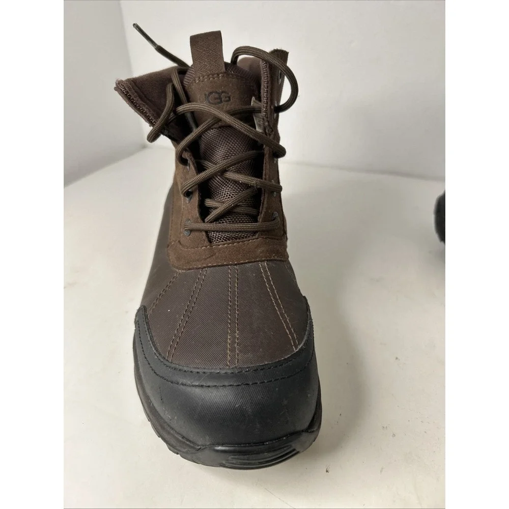 UGG Emmett Duck Boots -Waterproof Snow Boots -Stout Brown Leather -US 9